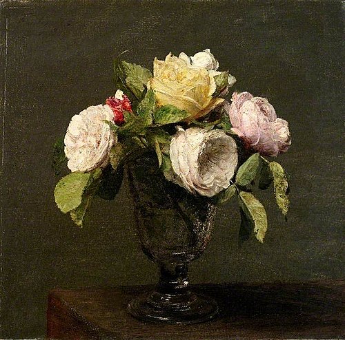 Roses dans un Verre a Pied, 1873, Henri Fantin-Latour