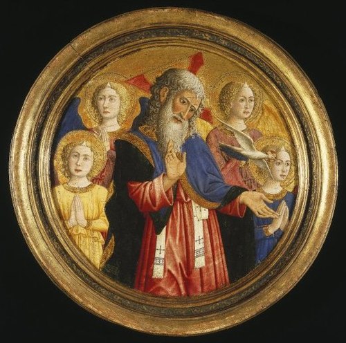 God the Father with Four Angels and the Dove of the Holy Spirit, 1460, Giovanni Francesco da Rimini