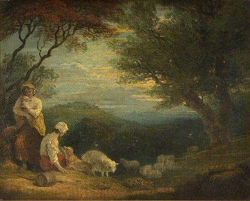 Landscape With Women, Sheep, And Dog, 1807, Richard Westall