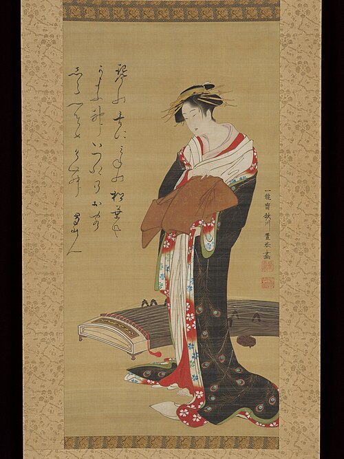 Female Entertainer with a Koto, 1785, Utagawa Toyoharu