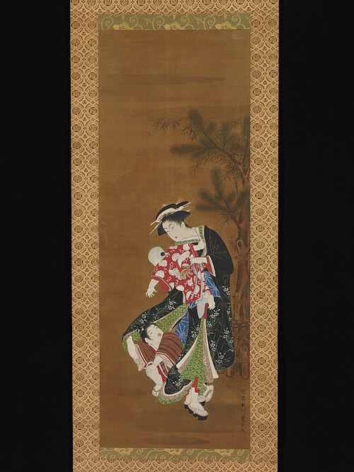 Mother and Children at the New Year, 1767, Utagawa Toyoharu