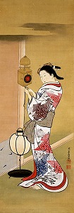 Beautiful Woman and Wall Clock, 1800, Nishikawa Sukenobu