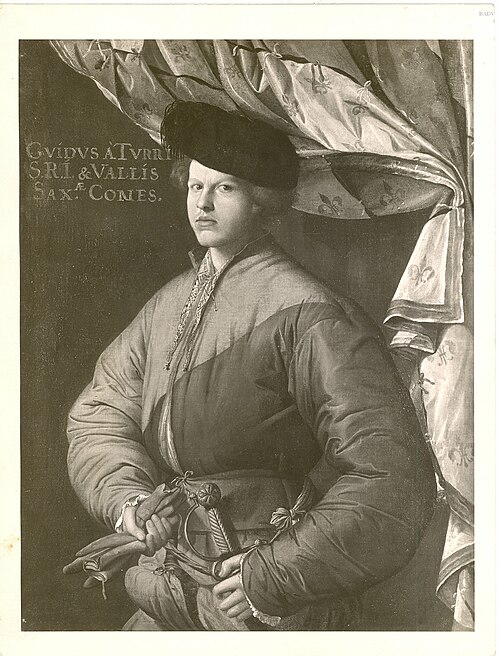 Bildnis eines jungen Mannes mit schwarzer Mütze und rotem Gewand (Graf Valsassina), 1505, Lorenzo Lotto