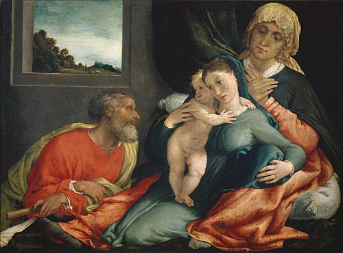 Holy Family with Saints Anne and Joachim, 1535, Lorenzo Lotto