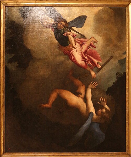 San Michele scaccia Lucifero, 1545, Lorenzo Lotto