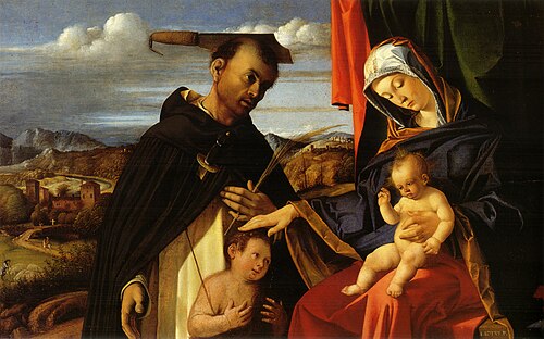 Vierge à l'Enfant avec saint Pierre martyr, 1503, Lorenzo Lotto