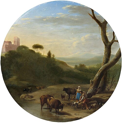 Italian landscape with shepherds, , Goffredo Wals