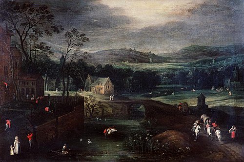 Townscape with extensive landscape, 1640, École hollandaise