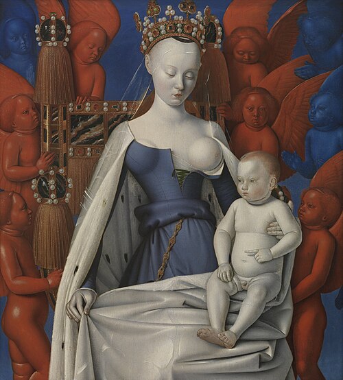 La Vierge et l'Enfant entourés d'anges, 1450, Jean Fouquet