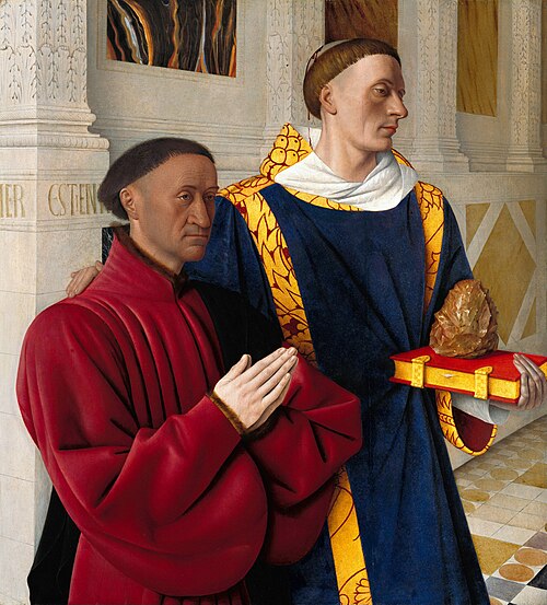 Étienne Chevalier présenté par saint Étienne, 1450, Jean Fouquet