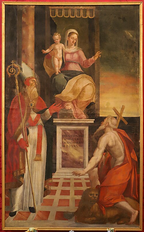 madonna in trono col bambino tra i ss. biagio e girolamo, , Barbara Longhi