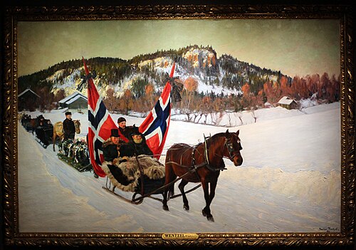 Burial of a sailor in the countryside in Norway, 1896, Gustav Wentzel