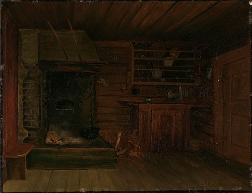 Kitchen with Fireplace, 1879, Gustav Wentzel