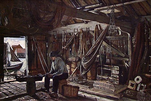 In the Boat House, 1881, Gustav Wentzel