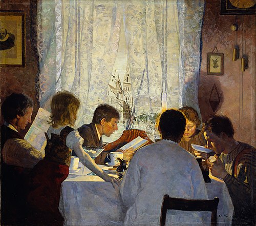 Breakfast II. The Artist's Family, 1885, Gustav Wentzel