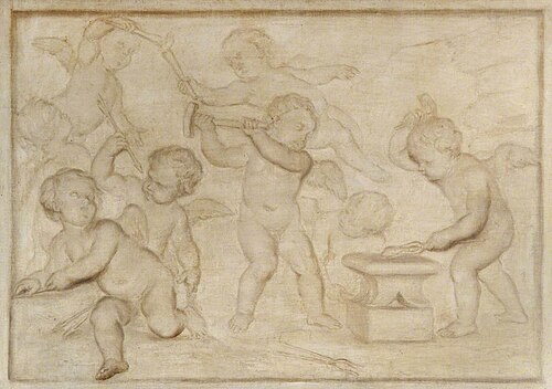 Grisaille Putti with Anvil, , Jacob de Wit