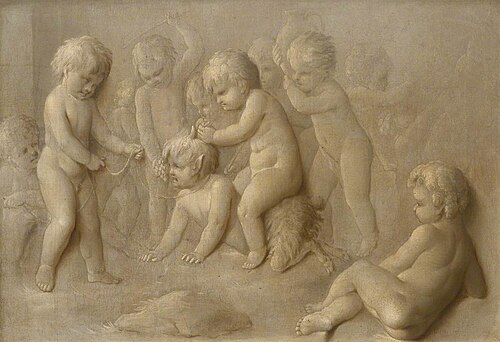Cupids playing with an Infant Satyr, 1734, Jacob de Wit