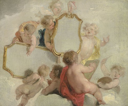 Putti with mirrors, 1734, Jacob de Wit