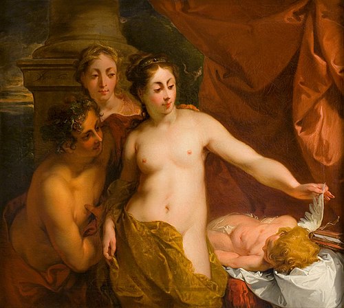 Venus, Bacchus and Ceres with the sleeping Amor, 1720, Jacob de Wit