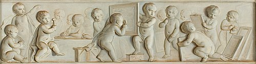 Putti met schilderijen, 1700, Jacob de Wit