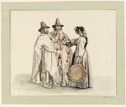 Young woman with a tambourine serving wine, 1842, Guillaume Bodinier