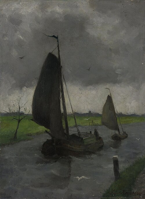 Watercourse with Sail Barges, 1898, Eduard Karsen