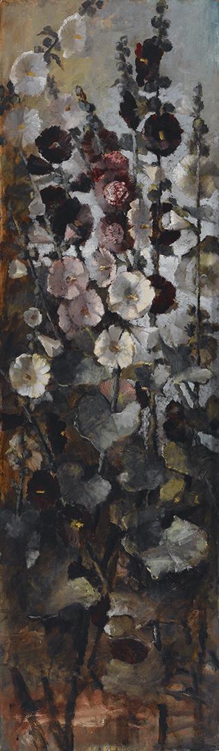 Hollyhocks, 1864, John La Farge