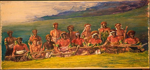 Chiefs and Performers in War Dance, Fiji, 1891, John La Farge