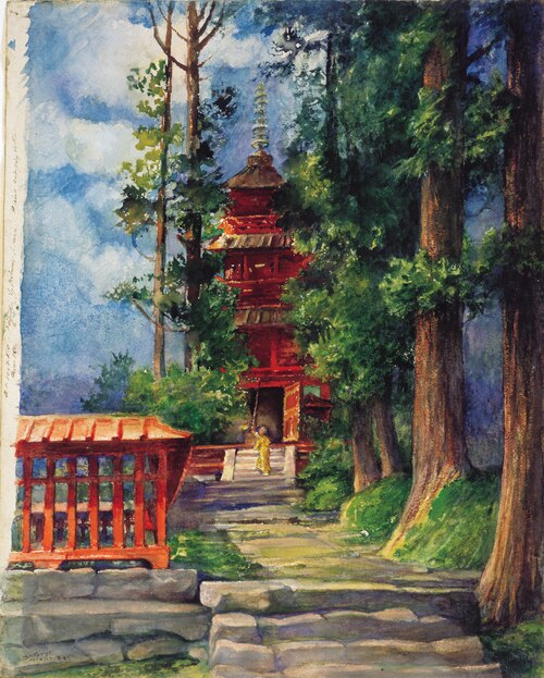 Red Pagoda, Nikko, 1886, John La Farge