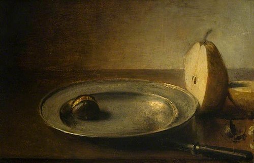 Still Life, Pear and Plate, , Gustave Ricard