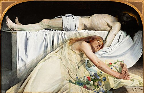 Magdalene in Christ's tomb, 1880, Gustave Vanaise