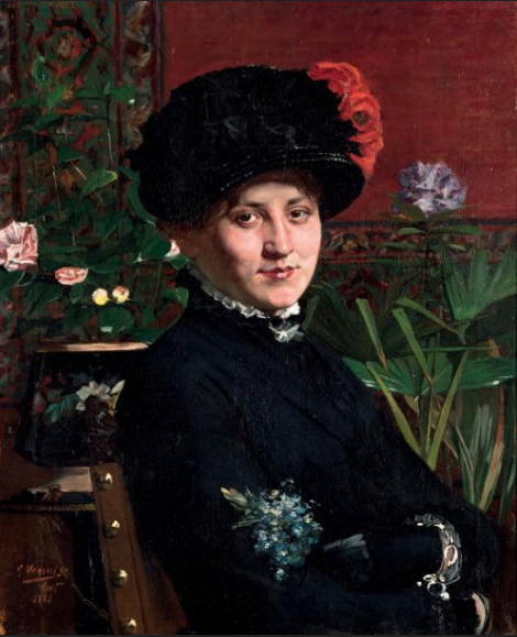 Elegant lady in an interior, 1881, Gustave Vanaise