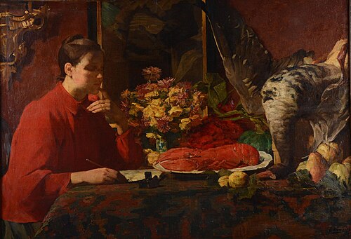 Lady with a lobster, 1889, Gustave Vanaise