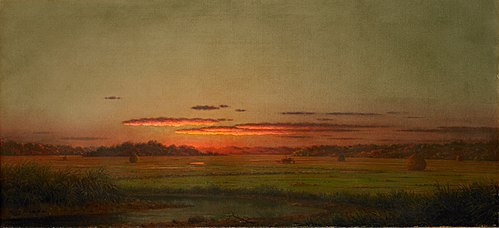 Sunset, Haywagon in the Distance, 1800, Martin Johnson Heade