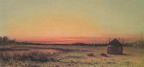 Scène de marais : deux bovins dans un champ, 1869, Martin Johnson Heade