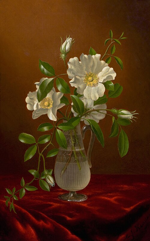 Cherokee Roses in a Glass Vase, 1883, Martin Johnson Heade