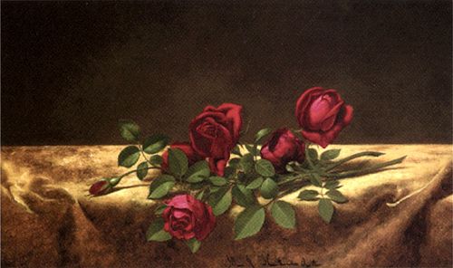 Roses Lying on Gold Velvet, 1883, Martin Johnson Heade