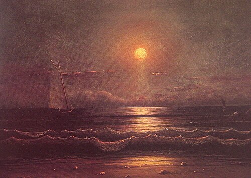 Sailing by Moonlight, 1860, Martin Johnson Heade