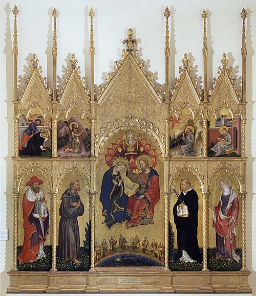 Coronation of the Virgin with Saints (Valle Romita Polyptych), 1408, Gentile da Fabriano