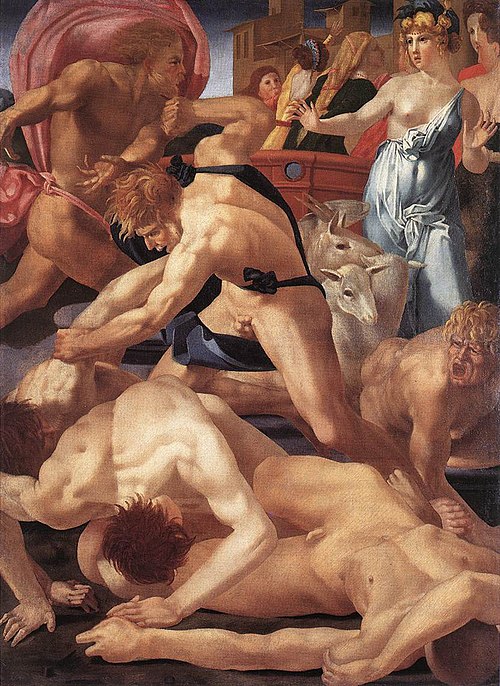 Moïse défend les filles de Jethro, 1523, Rosso Fiorentino