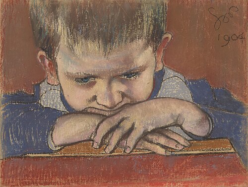 Mietek Leaning on Hands, 1904, Stanisław Wyspiański