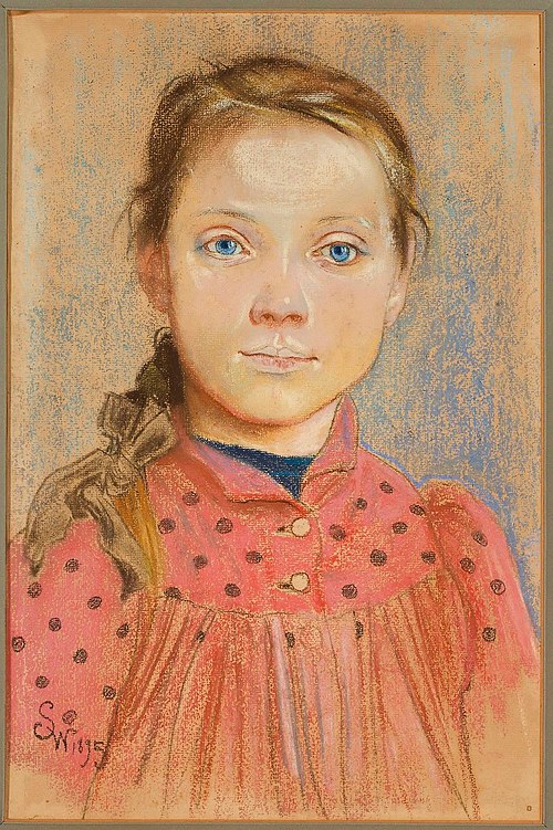 A girl in a red polka-dot dress, 1895, Stanisław Wyspiański