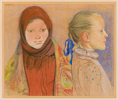 Portret dwóch dziewczynek, 1895, Stanisław Wyspiański