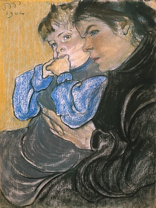 Portrait of the artist's wife with son Staś., 1904, Stanisław Wyspiański
