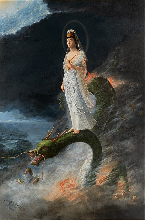 Guanyin riding the dragon, 1890, Harada Naojirō