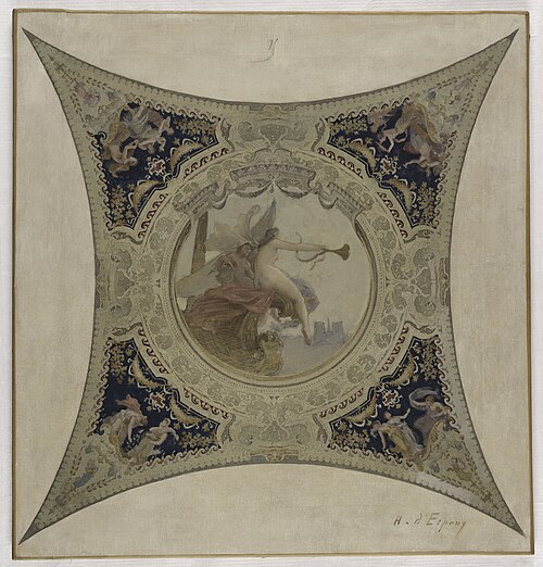 Esquisse pour la galerie Lobau de l'Hôtel de Ville de Paris : La renommée de Paris, 1890, Hector d'Espouy