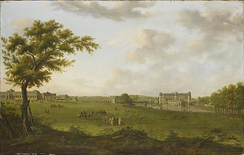 Chantilly en 1781, vue prise de la pelouse, 1781, Hendrik de Cort