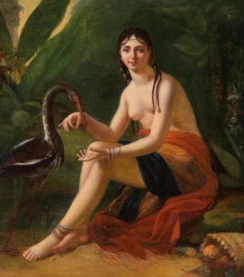 Beauté exotique avec ibis, 1885, Henri Baron