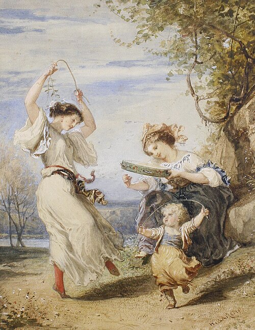 Filles italiennes dansant, 1850, Henri Baron