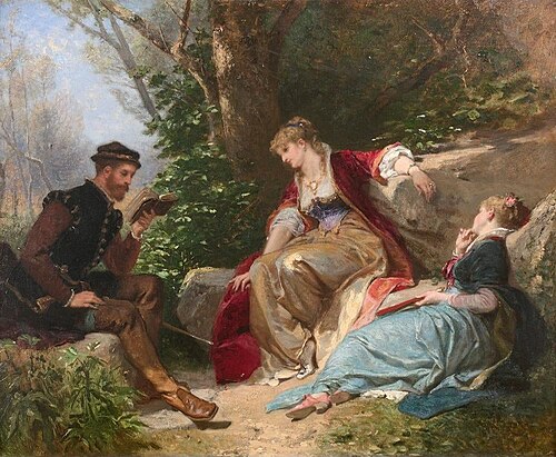 Reading in the Undergrowth, 1879, Henri Baron